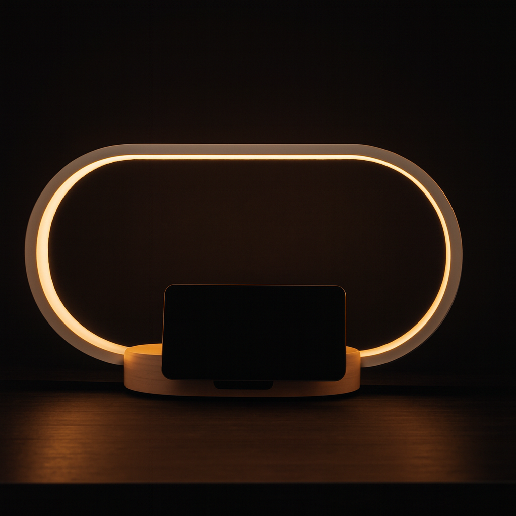 LED Ring Desk Lamp with Wireless Charging