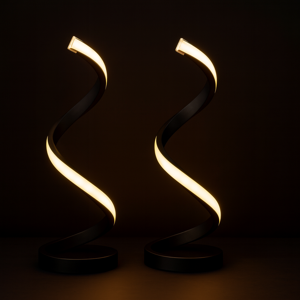 Spiral LED Desk Lamp Set of 2 — Warm Ambient Light, Japandi Design